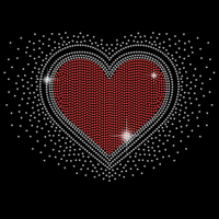 Vente en gros usine : Transfert thermocollant de strass cœur étincelant pour la Saint-Valentin, pour T-shirt