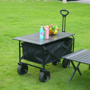 Carrito de Picnic Plegable Aimei 76x49x63-86cm, Carrito de Compras de Acero Inoxidable con Cuatro Ruedas para Exteriores - Product Image 1