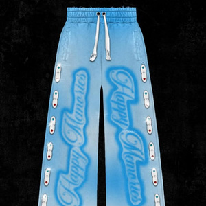 Ensemble deux pièces en molleton doux, bleu ciel, double couche, extra lourd, coupe ample, fermeture éclair intégrale, surdimensionné, assorti, pantalon de survêtement et sweat-shirt - Product Image 6
