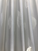 Voile Jacquard en Soie Style Song 100% Polyester, Motif Feuille de Jade : Fini Satiné Mat, Soyeux et Luxueux