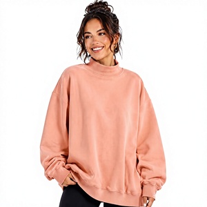 <b>Top</b> Quality Women Oversized Knitted <b>Mock</b> <b>Neck</b> Sweatshirt Regular Length Polyester/Cotton Material Factory Wholesale Manufacturer - Product Image 1
