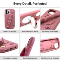 Funda de silicona para teléfono con espejo y ranura para brillo labial, soporte compacto para iPhone 12 13 14 15 16 17 Pro Max Plus, estilo Roade Girl