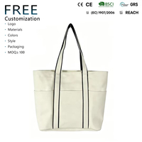 Sac fourre-tout en toile personnalisé avec plusieurs poches, grande capacité, sac à bandoulière réutilisable pour les voyages, durable, écologique pour femmes