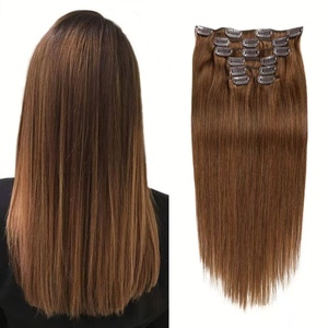 Extensions per capelli vergini Remy con clip, mezza testa, con trama quadrupla, punta spessa, pezzo unico, all'ingrosso dalla Cina - Product Image 6