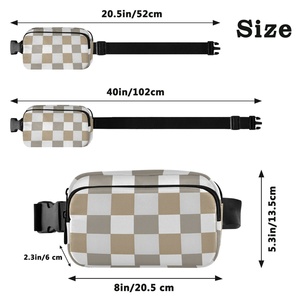 Sac banane de sport imperméable en nylon à motif à carreaux personnalisé avec fermeture éclair et bandoulière réglable pour activités de plein air - Product Image 2