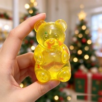 Jouet Squishy Oursons Gélifiés de Noël Mignons Transparents en Gelée, Animaux Souples à Remontée Lente, Jouets Sensoriels Anti-Stress à Pincer, Cadeaux de Fêtes