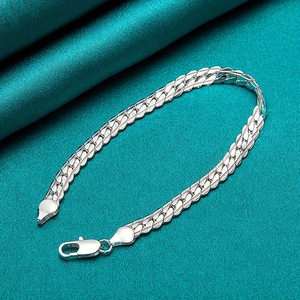 Wholesale 5MM Carved Flat Sideways Chain Jewelry Set Car Flower Bracelet Necklace Set For Women Ins Fashion Plain Chain Jewelry - Product Image 5