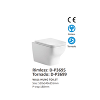 WC mural monobloc sans bride 180 mm avec chasse d'eau Tornado, pour hôtels et salles de bain, vente en gros