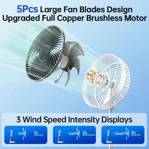Ventilador Portátil Plegable de Pie con Control Remoto, Batería de Alta Capacidad de 5400mAh, para Dormitorio, Oficina, Camping, Carga USB - Product Image 5