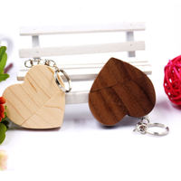 Caja de madera con Logo personalizado en forma de corazón, memoria Usb, regalo de boda, 8gb, 16gb, 32 Gb, 64gb