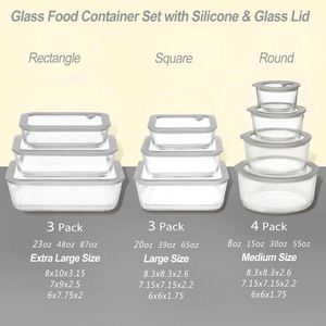 4-Pack Microwavable Glass Food Storage Containers with Lids for Kitchen <b>Camping</b> Use Dishwasher Safe Eco-Friendly Printed Design - Product Image 3