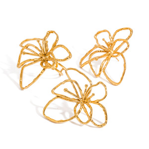 Floral Gold Tone <b>Ring</b> <b>Open</b> Design Geometric Shape Unisex Fashion Jewelry Gift - Product Image 1