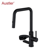 trou tasse rondelle mat noir en acier inoxydable retirer pulvérisateur évier robinet de cuisine avec verre rinceur
