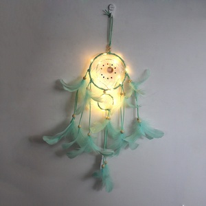 <span class=keywords><strong>Attrape</strong></span>-rêve en plumes rose avec LED, nouveau Design, fait à la main, avec éclairage, 50-11cm - Product Image 6