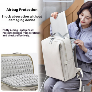 15.6" Waterproof Eco-Friendly Nylon <b>Laptop</b> <b>Backpack</b> Arcuate Shoulder Strap Zipper Closure Open Airbag Protection Large Capacity - Product Image 1