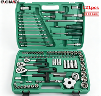 ELEHAND – Kit d'outils de réparation automobile 121 pièces avec clés à douille 1/4, 3/8, 1/2 et outils à main pour l'entretien et la réparation de voitures