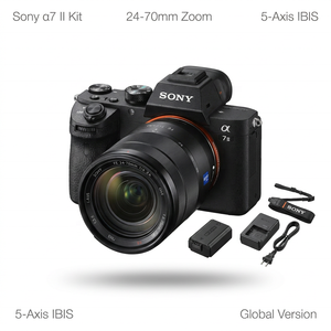 กล้องดิจิตอลมิเรอร์เลส <span class=keywords><strong>Sony</strong></span> <span class=keywords><strong>Alpha</strong></span> 7 II A7M2 ฟูลเฟรม พร้อมเลนส์ 24-70 มม. ความละเอียด 24.3MP ระบบกันสั่น <span class=keywords><strong>5</strong></span> แกน IBIS 117 AF WiFi ขายส่งจำนวนมาก - Product Image 1