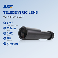 Lensa Telecentric C-mount Industri WTX Distorsi Rendah 2/3" WD 110mm Perbesaran 3X untuk Inspeksi Visi Mesin
