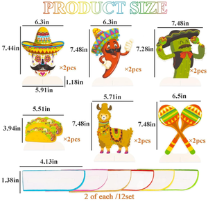 Crâne mexicain Fiesta Taco Cactus Pinata dessin animé thème papier nid d'abeille centres <span class=keywords><strong>de</strong></span> <span class=keywords><strong>Table</strong></span> Toppers Pom Poms signes ornement décor - Product Image 6