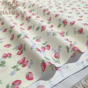 قماش قطني ناعم 100% من HAPPEAK بنقشة زهور، قماش بوبلين مطبوع بنقش الفراولة قابل للتنفس - Product Image 6