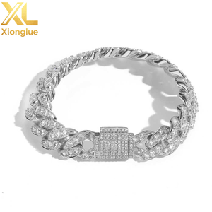 Fashion Trendy Sparkling Women Brass <b>Bracelets</b> Zircon 3 Rows Baguette Stone Cuban Link Chain <b>Bracelet</b> - Product Image 2