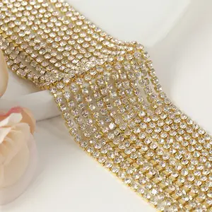 Wholesale Hot Selling Flat Back Crystal Rhinestone Claw Chain Trim For Sewing Craft Diy Decoration Jewelry