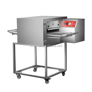 Ticari mutfak 14 inç paslanmaz çelik hızlı fırın restoran ekipmanları elektrikli döner konveyör bant pizza fırını