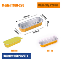Rectangle 220ML Non Toxique Feuille D'aluminium Gâteau Lifter Cuisson Large Lame Jetable Conteneurs De Papier D'aluminium Pour Gâteau