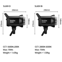 Éclairages de Studio COB Godox 60W SL60 SL60IID SL60IIBi pour la Photographie, Contrôle Sans Fil 2.4G, Éclairage Continu pour Photo et Vidéo