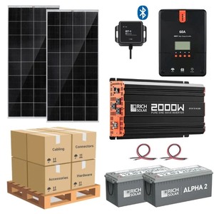 ชุดโซลาร์เซลล์ซิลิคอนโมโนคริสตัลไลน์ครบชุด 2000W พร้อมคอนโทรลเลอร์ MPPT คลื่นไซน์บริสุทธิ์ แบตเตอรี่ 12V สำหรับใช้ในบ้าน รุ่น 89034 Energ 89034 - Product Image 2