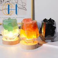 Lampe de chevet personnalisée 2023 avec logo, en pierre de sel naturelle de l'Himalaya, cristal, 7 couleurs changeantes, décoration d'intérieur, cadeau