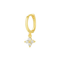 Ensemble de 3 pièces en argent sterling S925 français trèfle à quatre feuilles en or exquis petit clou Zircon boucles d'oreilles créoles fines pour femmes