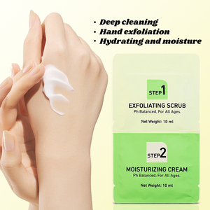 Juego de cuidado de manos 2 en 1 nutritivo y exfoliante con aloe, vitamina B5 y C, crema de manos hidratante suavizante y gel exfoliante - Product Image 4