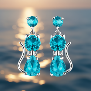 Boucles d'oreilles pendantes E3825 bleu marine en alliage pour femme, serties de griffes en forme de poire, bijoux fantaisie mignons, cadeau - Product Image 2