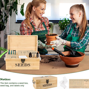 Caja de Almacenamiento de Semillas de Bambú al por Mayor, Organizador de Paquetes de Semillas de Jardín, Caja de Madera con Compartimentos y Asas de Metal - Product Image 5