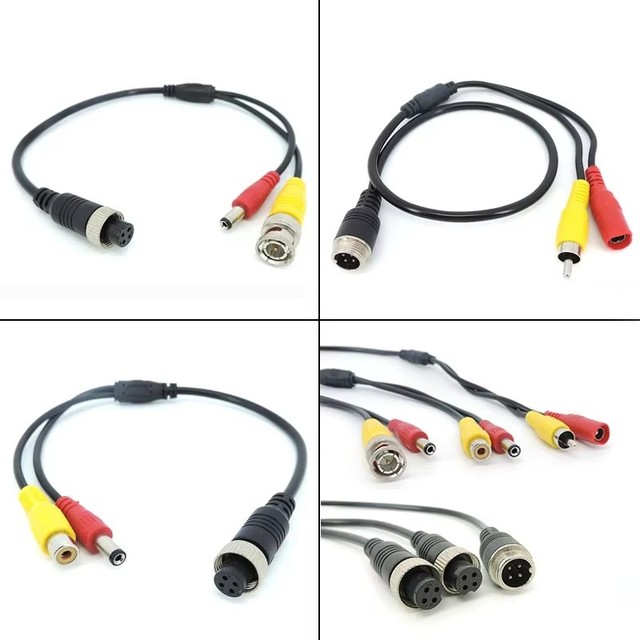 Aviation Head M12 4Pin Male Female to BNC DC RCA MALE FEMALE Extension Connector Cable Adapter for CCTV Camera Security J17