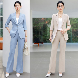Women's Suit Set Spring Lightweight Three Quarter Sleeve Solid Color Professional Workwear - Product Image 1