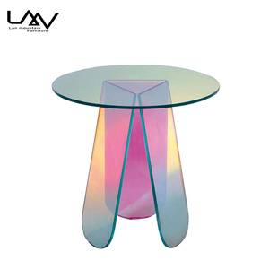 Tavolino da Caffè Nordico Colorato, Tavolino Laterale per Soggiorno in Acrilico <span class=keywords><strong>Trasparente</strong></span>, Tavolino Rotondo Semplice e di Lusso - Product Image 6