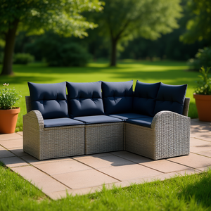 Ensemble de canapés de jardin en polyrotin gris 4 places, mobilier d'extérieur au design contemporain - Product Image 2