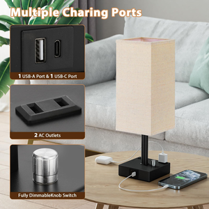 Modern LED <strong>Table</strong> Lamp with Plastic Base Fabric Shade AC Powered Small Bedside Desk Lamp for Bedroom Living Room Home Hotel Decor - Product Image 3