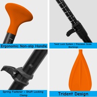 Pagaie de SUP professionnelle en fibre de verre haute résistance, lame en forme de goutte d'eau, poignée ergonomique pour la navigation en eau plate et le surf en mer