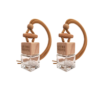 Diffuseur de parfum pour voiture en verre miniature carré avec logo personnalisé, bouchon à vis, couvercles en bois, désodorisant suspendu rechargeable, 8 ml