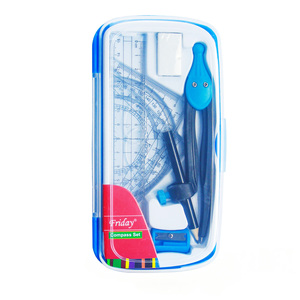 Set 7 pezzi di Set di Set geometrico per studenti con bussole in metallo e righello di cancelleria per scuola per bambini e forniture per ufficio - Product Image 1