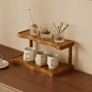 Wave-shaped <b>desktop</b> <b>shelf</b> for home, bedroom, cosmetics display, and kitchen supplies multi-layer storage. - Product Image 1
