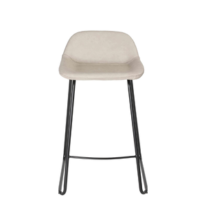Simple Design Light Grey PU <b>Leather</b> Upholstered <b>Bar</b> <b>Stool</b> Home <b>bar</b> Leisure Chair with Durable Metal Leg - Product Image 2