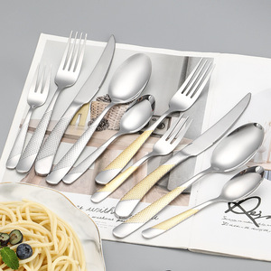 Thép không gỉ kim cương Bộ đồ ăn dày bít tết món tráng miệng dao, nĩa, muỗng; sang trọng kim loại thiết lập dao kéo và bạc - Product Image 4