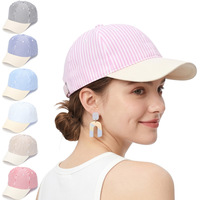 Gorra de béisbol estilo coreano con rayas verticales, diseño fresco con bloques de color, visera suave, protección solar, tipo Dad Trucker, para golf, para hombres y mujeres