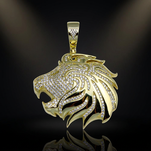 Pendentif Tête de Lion Plaqué Or avec Zircon Cubique Sertie Pavé, Collier Hip Hop pour Homme, Bijou Charmant, Idée Cadeau - Product Image 3