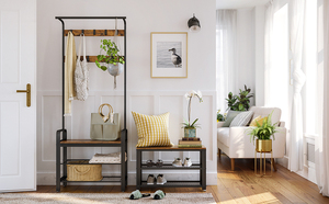 YQ FOREVER Shelves <strong>Seat</strong> Entryway Living Room Hallway Accent Furniture Steel Frame Shoe <strong>Storage</strong> <strong>Bench</strong> - Product Image 6