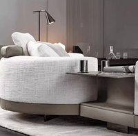 Canapé Connery Minimaliste Italien, Canapé Droit et d'Angle en Cuir et Tissu, Style Double, pour Grand Appartement et Salon